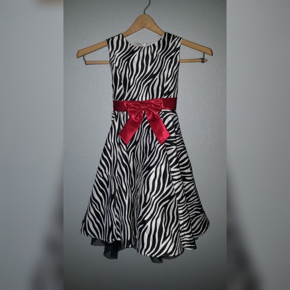 Rare Editions Dresses 5 For 15zebra Print Dress Red Bow Sz6